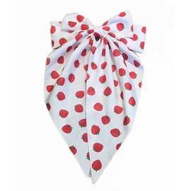 Strawberry Cheer Bow Strawberry Ponytail Holder Bowknot Strawberry Jumbo Bow Hair Ring Tie PHB24 (B1-Hair Clips)