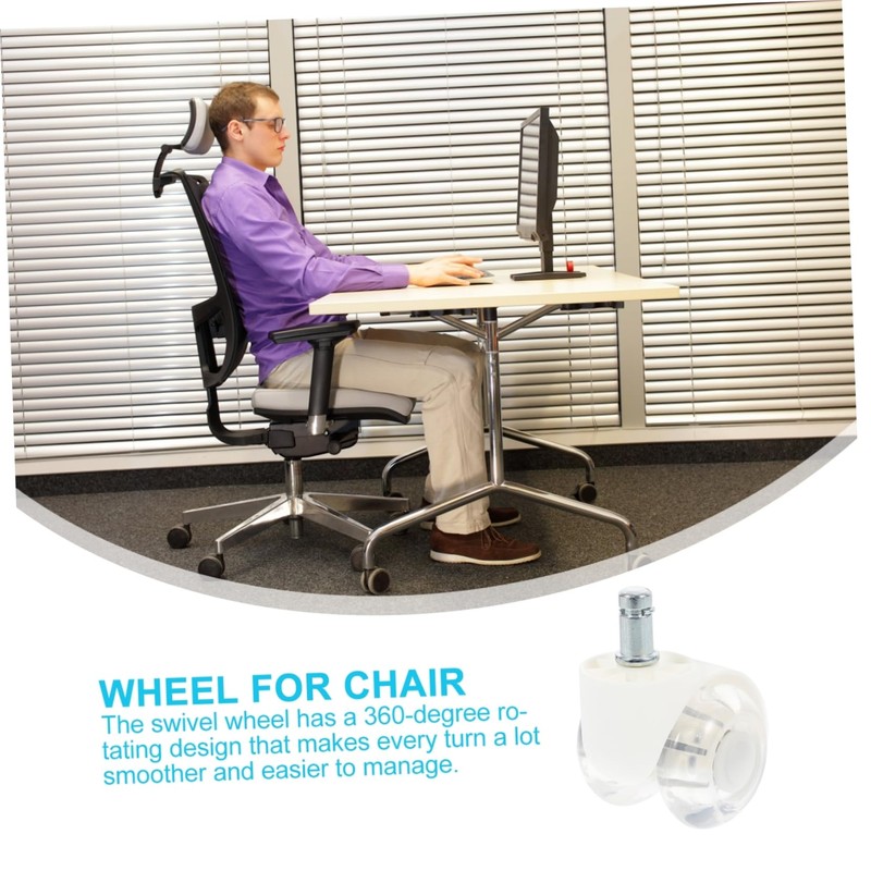 Ciieeo 5pcs Pulley Pu Office Chair Wheels Rubber Chair Casters