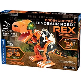 Thames & Kosmos Code+Control Dinosaur Robot REX Robotics & Engineering STEM Kit | Build & Program a Robotic T. Rex | Includes Sensor, Motor, Lights & Sounds | No App Required | Ages 8+