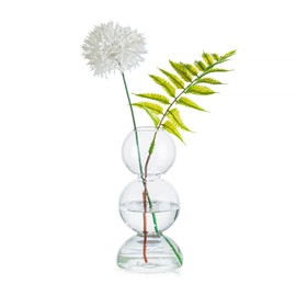 Glasseam Unique Small Flower Vase, Cute Blown Glass Vases for Flowers, Modern Ball Bubble Vase, Clear Bud Vases for Decor, Aesthetic Single Flower Vase, Round Decorative Vases for Centerpieces