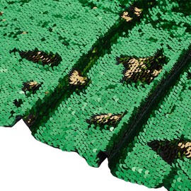 BENECREAT 1X1.3m Green Gold Sensory Sequin Fabric, Reversible Mermaid Sequins Fabric for Wedding Gowns, Festival Dress, Dance Costumes, Pillow Covers, 0.7mm Thick