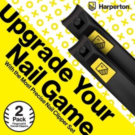 Nail Clippers for Thick Nails - 2 Pack Heavy Duty Toenail & Fingernail Clippers for Men Precision Stainless Steel Cutter Set with Travel Case (Black)