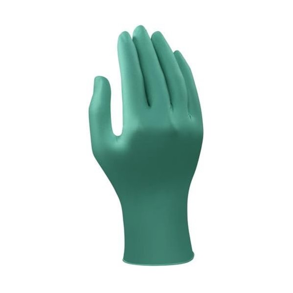 Green Nitrile Glove, Ambidextrous, Powder Free, Textured Fingers, Beaded Cuff,