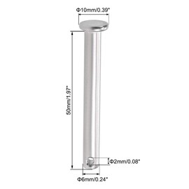 sourcing map Single Hole Clevis Pins - 6mm X 50mm Flat Head 304 Stainless Steel Link Hinge Pin 4Pcs