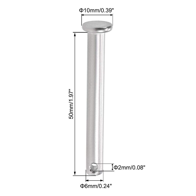 sourcing map Single Hole Clevis Pins - 6mm X 50mm