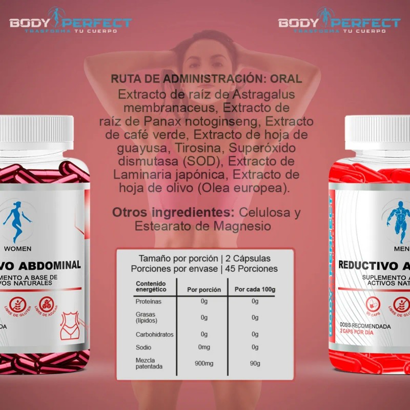 Suplemento Reductor Abdominal Para Mujer 90cáps Body Perfect