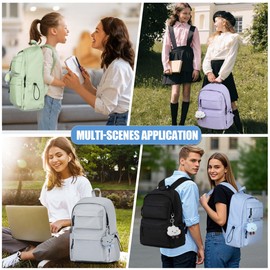 BECOJADDE Backpack Womens School Bag Girls, Fits 15.6’’ Laptop, Lightweight, Water-Resistant, Large Capacity Rucksack with Anti-Theft Pocket, Ideal for School College Travel Work Black