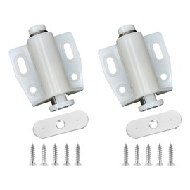 LICQIC 2 PCS Push Release Door Catch, Magnetic Door Catch Push Open, Plastic Soft Close Strong Spring for Cabinet Cupboard Wardrobe Kitchen Bathroom (White)