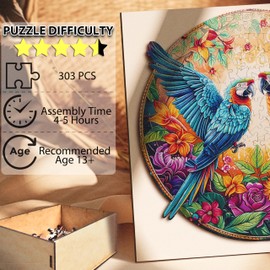 Joellfuner Wooden Puzzle Adult 303 Pieces Puzzle Wooden Adults, Irregular Unique Puzzle, Wooden Puzzle Animal Shape, Puzzle Made of Animal Pieces with Wooden Gift Box (38 x 38 cm)