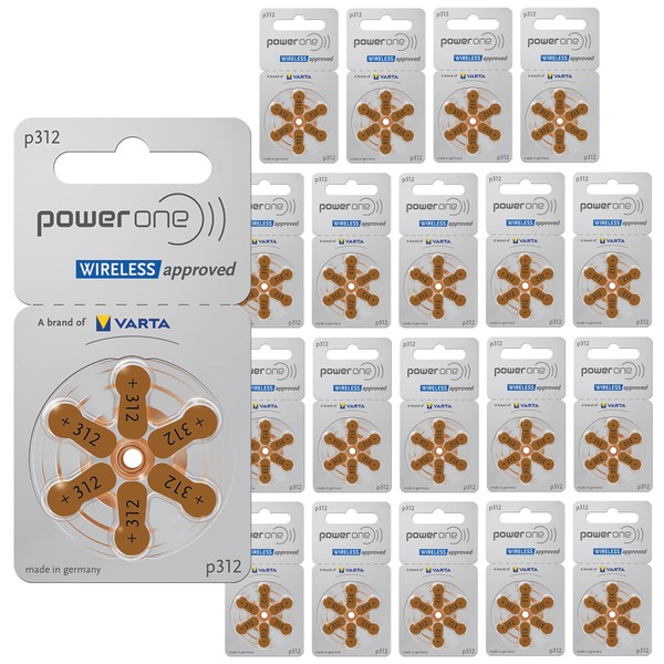 Powerone Hearing Aid Batteries, Size 312, 120 Batteries + Free