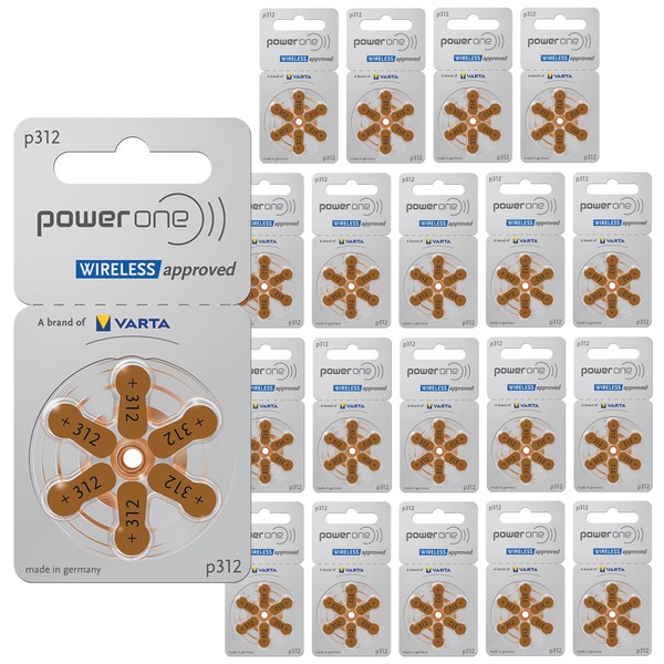 Powerone Hearing Aid Batteries, Size 312, 120 Batteries + Free Battery Case Keychain