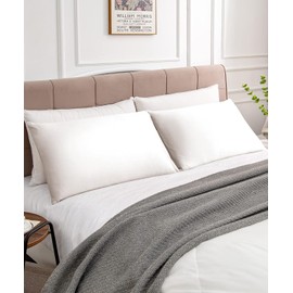 Warmstar Cotton King Size White Pillow Cases 2 Pack 90 x 50 cm,600 Thread Count Soft Pillowcases Breathable,Satin Weave Long Staple Cotton Pillow Case Hypoallergenic with Envelope Closure