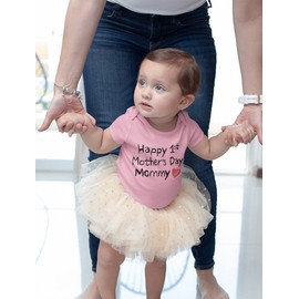 Tstars Happy First Mothers Day Mommy Pink Infant Bodysuit One Piece Outfit for New Baby or Infant - Great Gift for 1st Mothers Day Gift - 6 Months