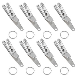 DICOSMETIC 8 Sets Pocket Clip Key Holder Stainless Steel Suspension Clip Keychain Platinum Belt Clip Key Chain with Iron Key Ring for Secure Your Key Chain