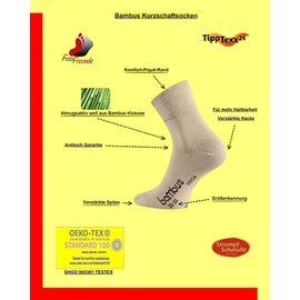 TippTexx 24 6 Pairs Unisex Bamboo Socks Odour Killer with Anti-Hole Guarantee, Short shaft, black, 43 - 46