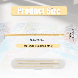 3pcs Lottery Ticket Scratcher Tool, Stainless Steel Scratch Off Tool Multifunctional Easy to Hold Lotto Scratcher Label Scraper with Storage Box for Flawless Reveals Lucky Gift (Gold)