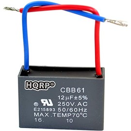 (12uf 2-Wire) - HQRP Ceiling Fan Capacitor CBB61 12uf 2-Wire plus HQRP Coaster