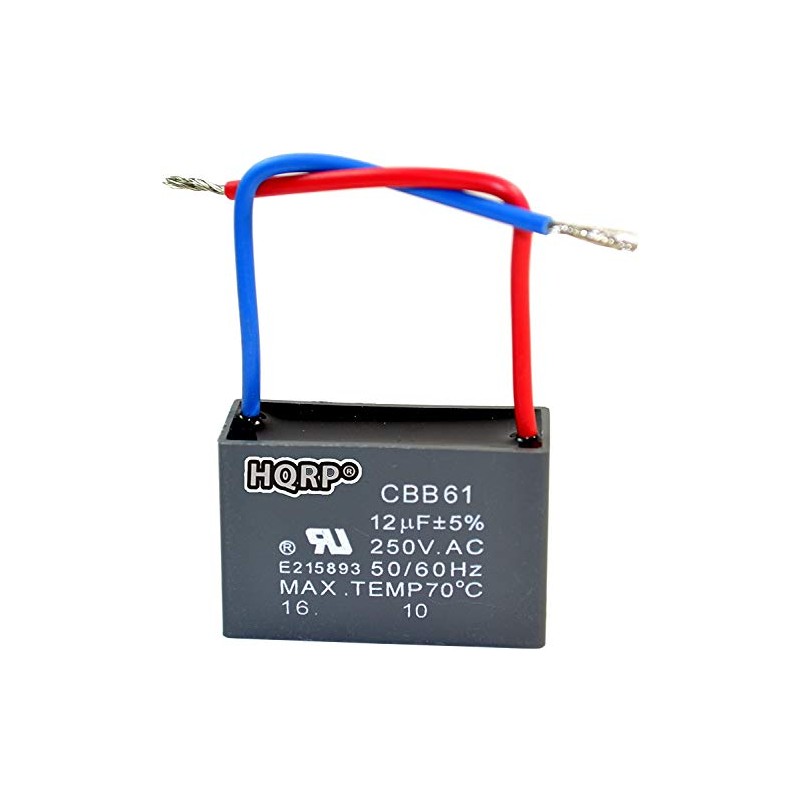 (12uf 2-Wire) - HQRP Ceiling Fan Capacitor CBB61 12uf 2-Wire