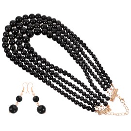 COLLBATH Pearl Necklace Set Women's Jewelry Necklace Earring Set Chic Bridal Accessory for Wedding Party Christmas