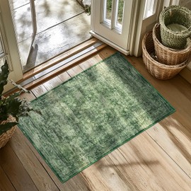 2x3 Ft Boho Green Runner Rug – Washable, Non-Slip Area Rug for Kitchen, Outdoor & Home, Soft & Durable, Perfect for Entryways, Hallways & Living Rooms