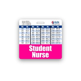 Student Nurse Badge Buddy Horizontal w/Height & Weight Conversion Charts (Standard, Pink)