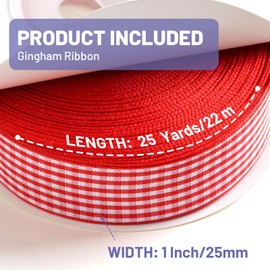 FAKILO Red Gingham Ribbon 1 inch, 25 Yards Roll Red and White Buffalo Plaid Ribbon Polyester Check Ribbon for Christmas Gift Wrapping DIY Crafts Hair Accessories and Home Decor
