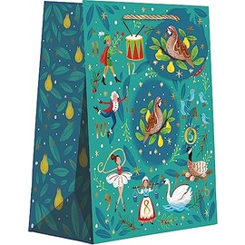 Jillson Roberts Medium Christmas Gift Bags with Foil Accents, 12 Days (12 Count)