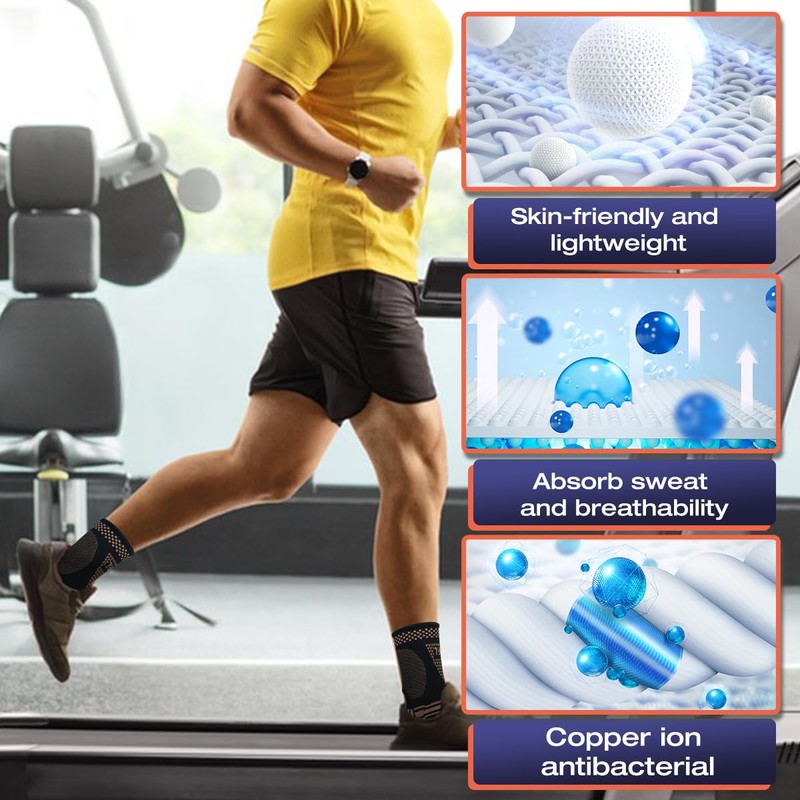 Copper Ankle Brace for Men & Women - (1 Pair)