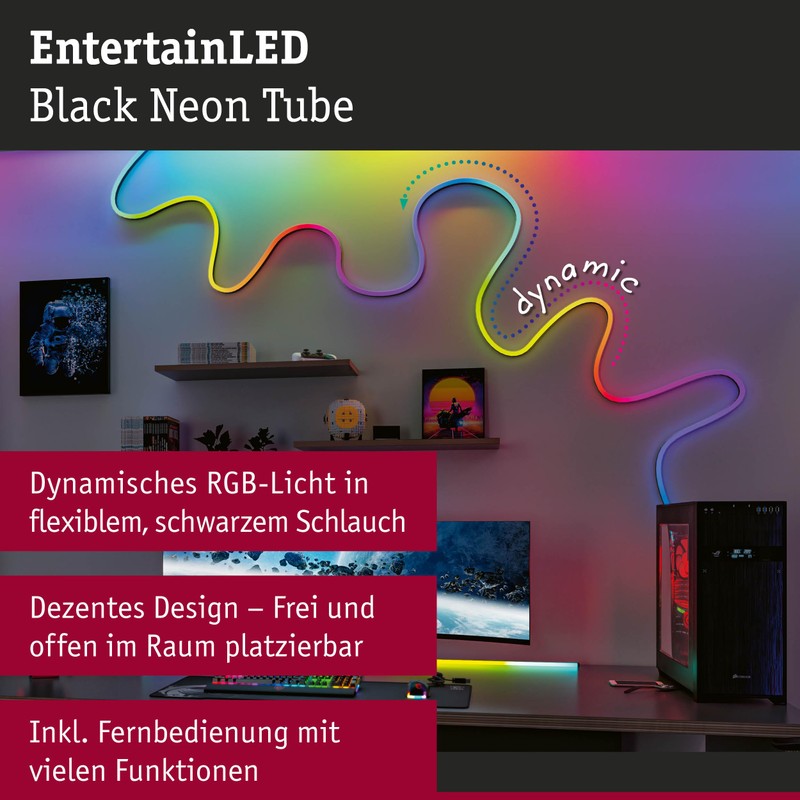 Paulmann EntertainLED Black Neon Tube USB 5 m 12 W