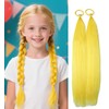 Yellow Hair Extensions for Kids Ponytail Extension 2 Packs, 20 inch Crazy Hair Day Accessories for Girls, DIY Festival Wacky Rave Braids,Tinsel Mixed