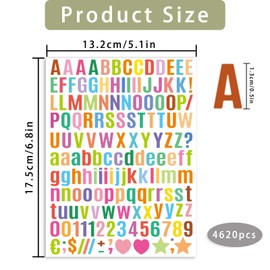 4620 Letter Stickers 30 Sheets Alphabet Stickers 0.5in Vinyl Self-Adhesive Number Alphabet Stickers, Mailbox Numbers Labels DIY Crafts Art Making, Decals for Sign,Notebook (Blackbody,Multiple Colors)