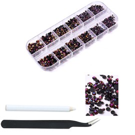 1500pcs Rose Gold Flatback Rhinestones 3 Sizes Glass Crystal Diamonds for Nail Art Eye Jewels Crafts Clothes Shoes Make up Round with Tweezers and Picking Pen for Women Girls Manicure