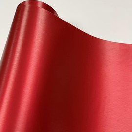 NewL Red Brushed stainless steel Metallic Vinyl Wrap Film Matte Chrome Car Wrapping Foil Sticker Sheet For Car Laptop Furniture (Red, 30cm x 150cm)
