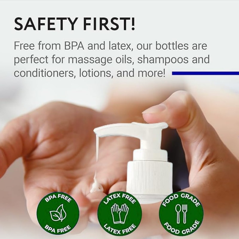 2 Pack Refillable 8oz Plastic Pump Dispenser Bottles, Pump Dispenser
