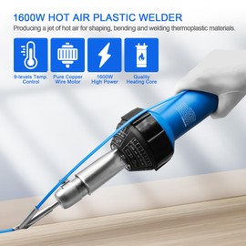Hot Air Plastic Welder 1600W Plastic Welding Roofing Kit 110V, Vinyl PVC TPO Welding Handheld Plastic Hot Air Heat Gun Welding Torch with Various Nozzles