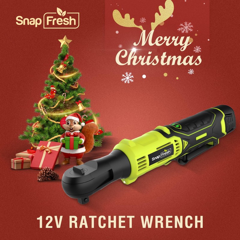 SnapFresh Cordless Electric Ratchet Wrench – 55 ft-lbs Torque, 12V