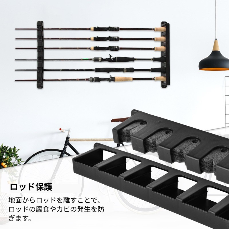 Wall Hanging Fishing Rod Holder, Rod Stand, Wall Mounted, Black,