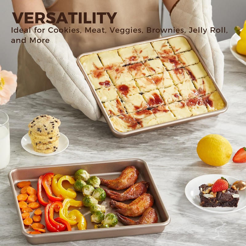 HONGBAKE 2 Pack 11 x 9 Inch Toaster Oven Pans