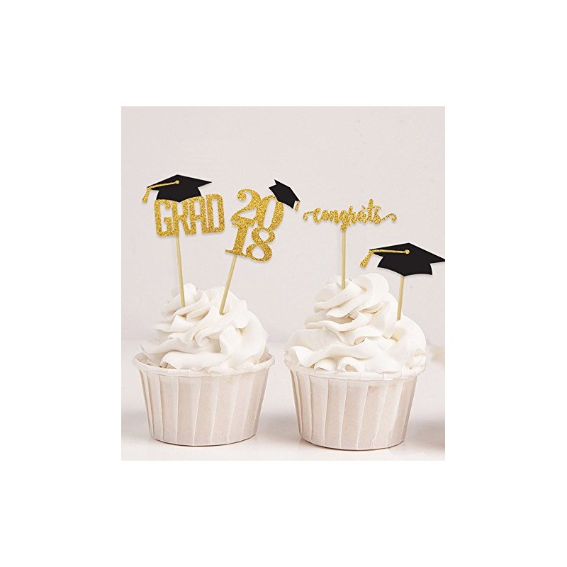 Darling Souvenir, Graduation Cap Theme Party Cupcake Toppers, Dessert Decorations