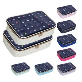 UOZL 2 Pcs Small Nail Polish Organizer Holds 80 Bottles(15ml-0.5fl.oz) Nail Polish Carrying Case Clear Multifunctional Cosmetic Travel Cases Makeup Bags Beige