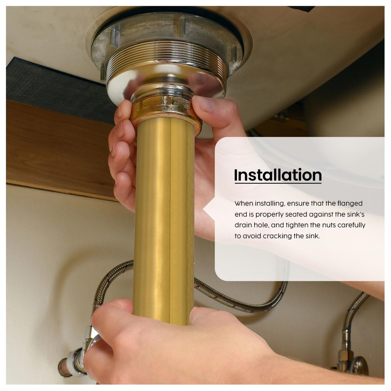 Highcraft Flanged Sink Tailpiece 1-1/2" x 12" Brass 22-Gauge Extension