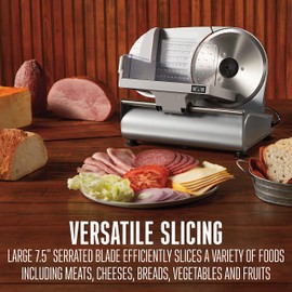 Weston Electric Meat Cutting Machine, Deli & Food Slicer, Adjustable Slice Thickness, Non-Slip Suction Feet, Removable 7.5" Stainless Steel Blade, Easy to Clean (61-0750-W)