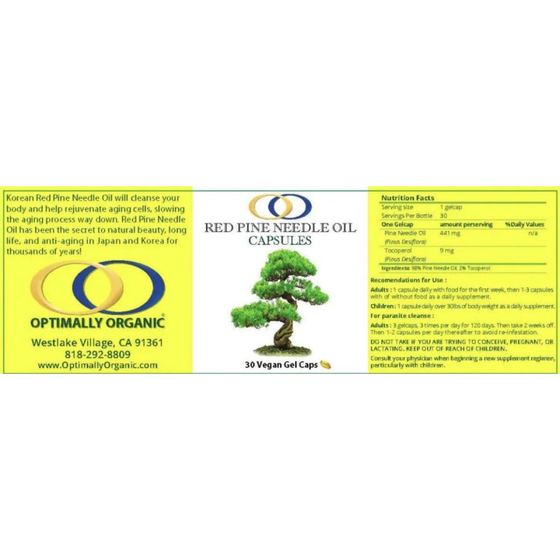 Optimally Organic Cápsulas Aceite Aguja Pino Rojo 30 Uni