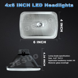 JESUO For Chevy K5 K10 K20 Blazer 4pcs 4x6" LED Headlights Hi/Lo DRL Amber Turn Signal