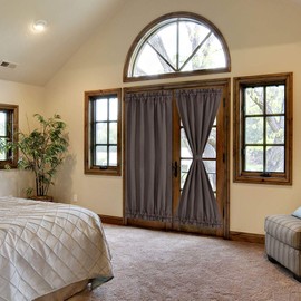 PiccoCasa Thermal Insulated French Door Curtain Side Panels - Blackout Curtains Drape 25x72 Inch Room Darkening for Glass Doors - 1 Panel, Coffee Color