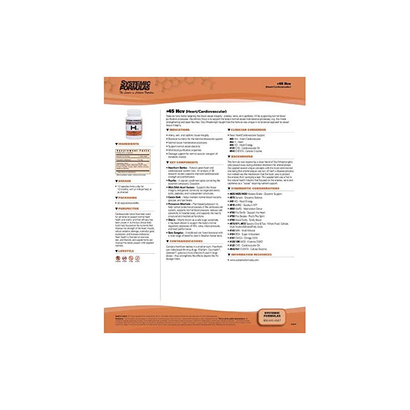 Systemic Formulas: #45 - Hcv - Heart Cardiovascular