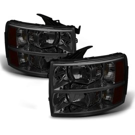 AKKON - Fits 2007-2013 2014 Chevy Silverado 1500 / 2500HD / 3500HD Smoked Headlights + Smoke Fog Light Lamps Pair Left+Right