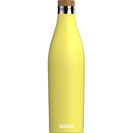 SIGG - Insulated Water Bottle - Meridian Ultra Lemon - Leakproof & Extra-Slim - BPA Free - Plastic Free - 18/8 Stainless Steel - Double Walled - Bamboo Screw Top - Yellow - 24 Oz