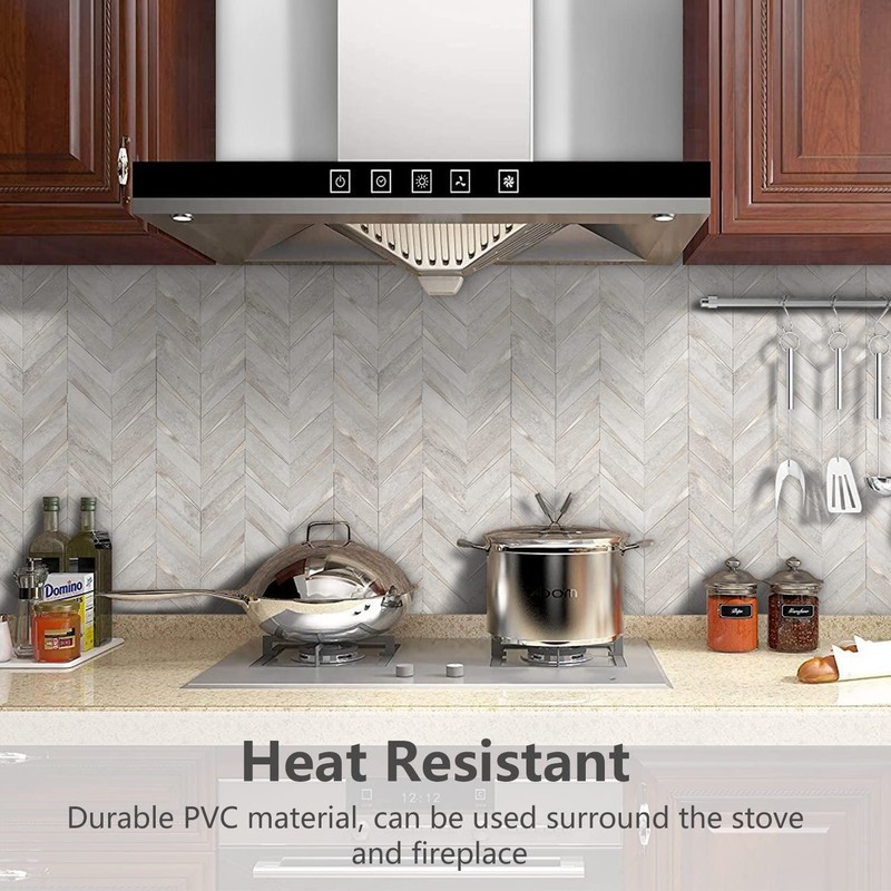 STICKGOO 10-Sheet Herringbone Tile Peel and Stick Backsplash, Beige Mixed