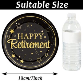 48 Pcs Retirement Paper Plates Happy Retirement Party Supplies Disposable Dessert Plates Decorations Black and Gold Plates Tableware for Men Women